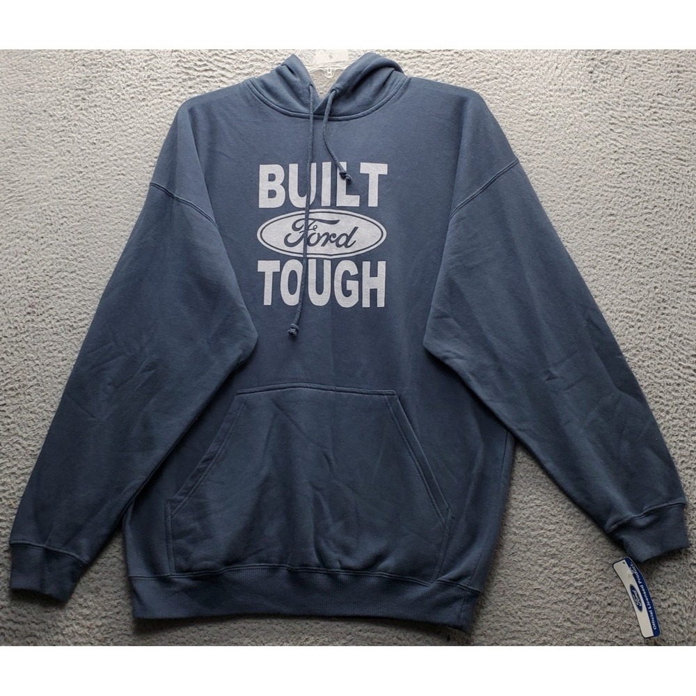 Trau & Loevner Spell Out Ford Motor Co Hoodie Mens XL Blue Long Sleeve Pullover